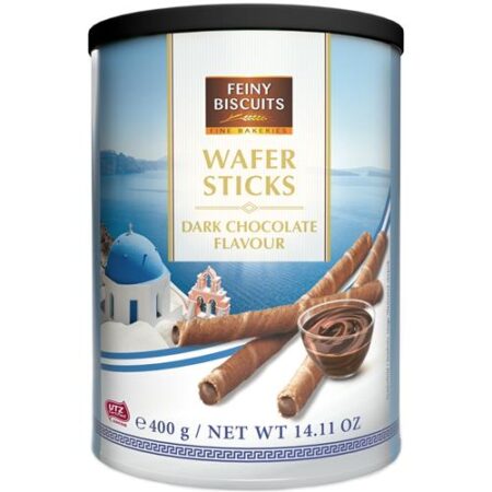 Feiny Biscuits Krokante Wafelrolletjes Gevuld Met Pure Chocoladecrème 400g