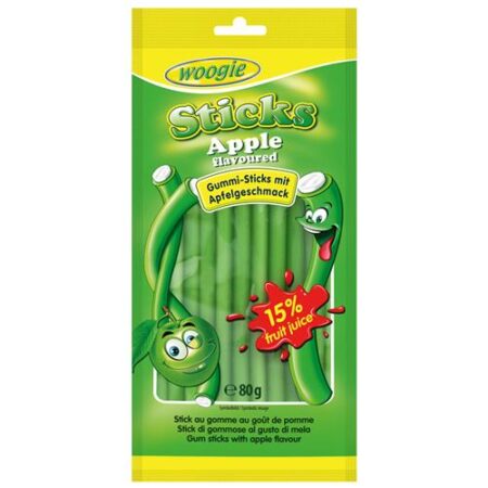 Woogie Apple Sticks 80g – Sticks Met Appelsmaak - 15% Vruchtensap