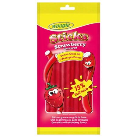 Woogie Aardbei Sticks 80g – Sticks Met Aardbeismaak - 15% Vruchtensap