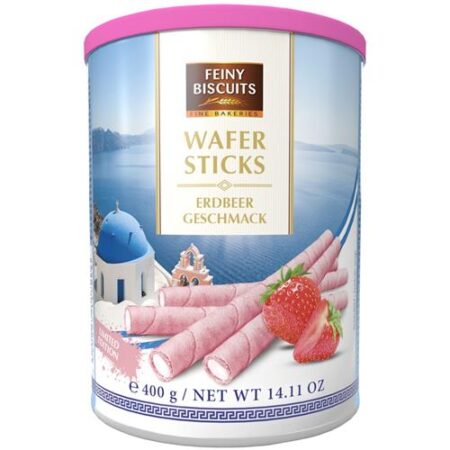 Feiny Biscuits Krokante Wafelrolletjes Met Aardbeismaak 400g