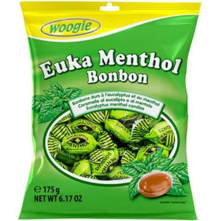 Woogie Snoepjes Eucalyptus & Menthol 175g - Harde Karamelsnoepjes - Euka Menthol - Apart Verpakt
