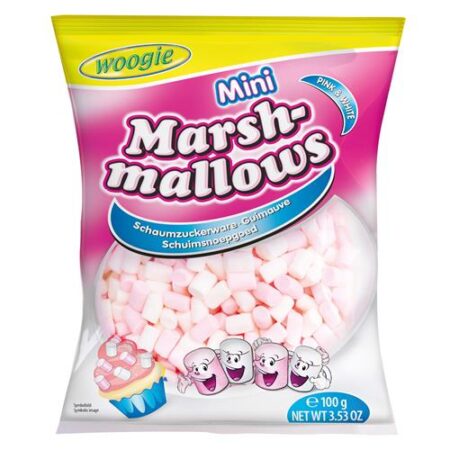 Woogie Mini Marshmallows 100g - Rode & Witte Marshallows