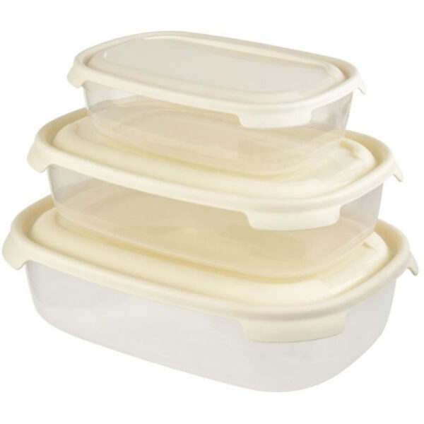 Set van 3 Rechthoekige Vershoudboxen – Handig voor Keuken, Koelkast & Diepvries - Afbeelding 2