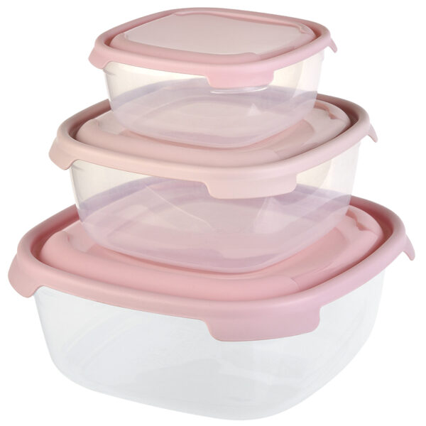 Set van 3 Vierkante Bewaardozen – Compacte Opbergdozen voor Keuken of Diepvries - Afbeelding 3