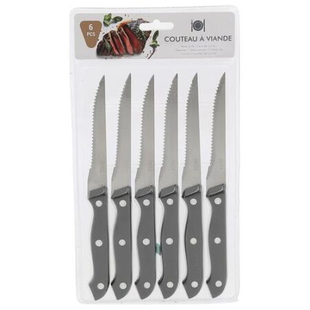 Set van 6 roestvrijstalen steakmessen inox