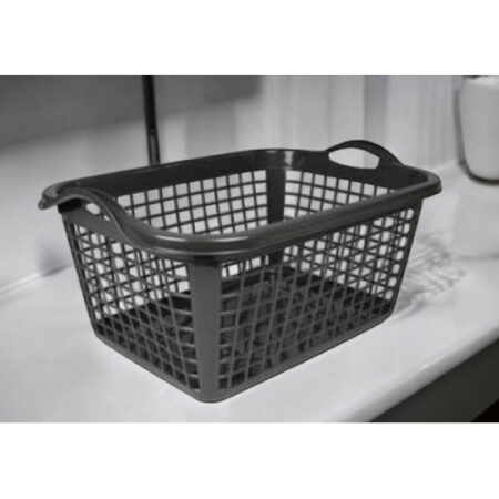 wasmand 46l antraciet open kunststof mand met handgrepen ventilatie