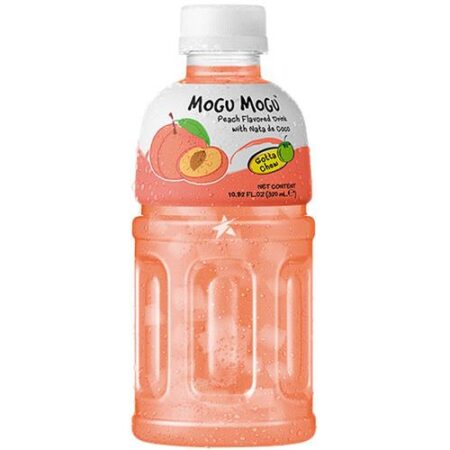 Mogu Mogu Fruitdrink Perzik Smaak 320ml - PET Flesje - Met Nata de Coco