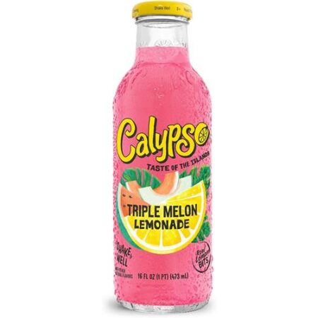 Calypso Triple Lemon Lemonade 473ml – Glazen Flesje - Limonade Met Meloen Smaak - Niet Bruisend