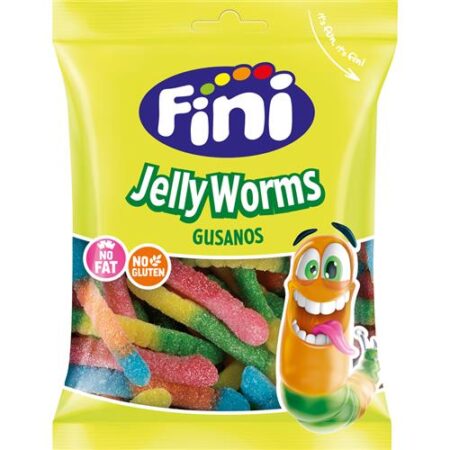 Fini jelly worms 90g – Zure fruitige snoepwormen