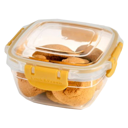 Lock Fresh voorraaddoos 500ml met gele kliksluitingen – compacte voedseldoos