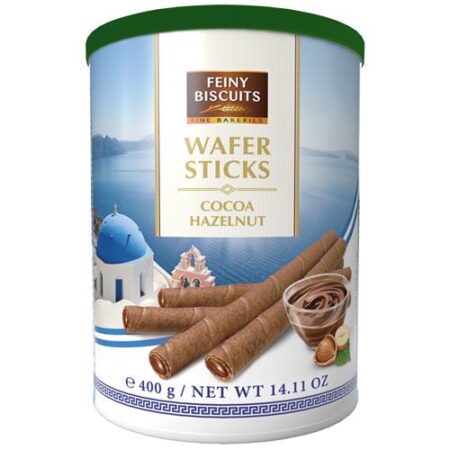 Feiny Biscuits Krokante Wafelrolletjes Gevuld Met Cacao-Hazelnootcrème 400g
