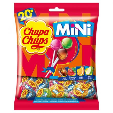 Chupa Chups Mini Lolly’s 120gr/20stk - Vitamine C & Natuurlijke Kleuren - Cola-Aardbei-Sinaas-Appelsmaak