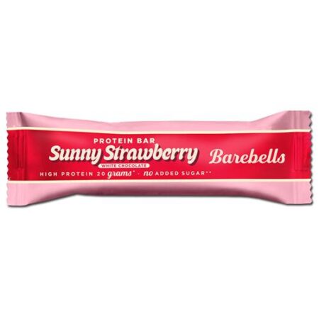 Barebells Sunny Strawberry eiwitreep 55 g – proteïnesnack met aardbei en witte chocolade