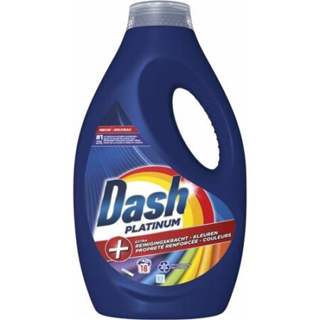 Fles Dash Platinum Wasmiddel Kleuren 810 ml – vloeibaar wasmiddel voor frisse kleuren en vlekkenverwijdering