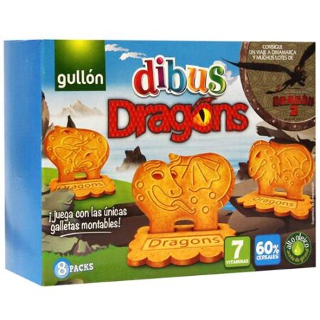 Gullón Dibus Dragons Koekjes - Apart Verpakt 8 x 41,2g - Drakenkoekjes