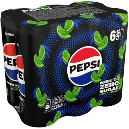 Pepsi Zero Sugar Lime Sleek 6x33cl - Sleek Blikjes - 6-pack - Limoensmaak