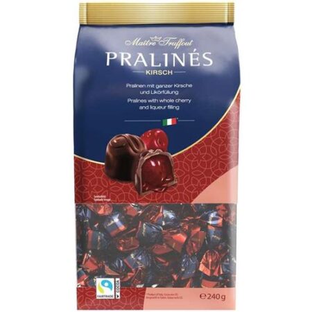 Maître Truffout pralines met kers en likeur in pure chocolade – 240 g