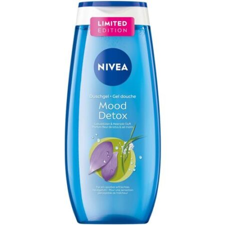 Fles Nivea Mood Detox Douchegel 250 ml – lotusbloem & zeezout, pH-neutraal & verfrissend