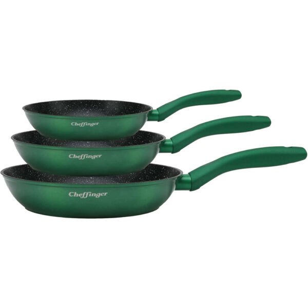 Cheffinger pannenset 3-delig – Ø20/Ø24/Ø28 cm groen - Afbeelding 2