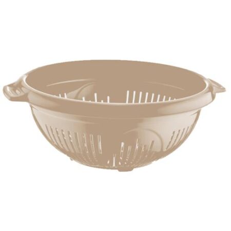 Dunya Vergiet Rond 7L Bruin – groot kunststof vergiet met handgrepen