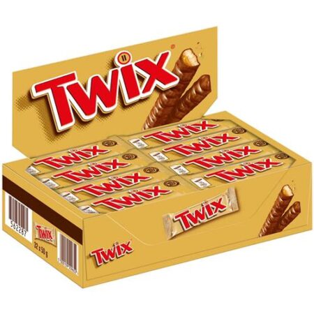 Twix Candybars 32 x 50g - Display Verpakking - Apart Verpakt - Chocoladereep Met Karamel