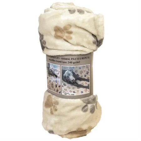plaid dierenpootjes grand luxe 100x150cm microfibre 100 polyester super zacht warm huisdier
