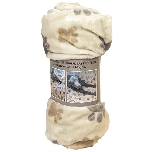 plaid dierenpootjes grand luxe 75x100cm microfibre 100 polyester super zacht warm huisdier