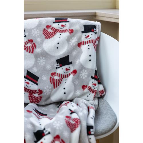 plaid sneeuwman grand luxe 150x200cm microfibre 100 polyester winter kerst