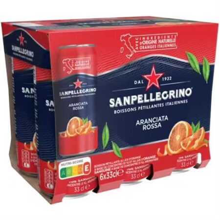 San Pellegrino Aranciata Rossa 6x33cl -- Sleek Blikjes - Bloedsinaasappelsap - Limonade