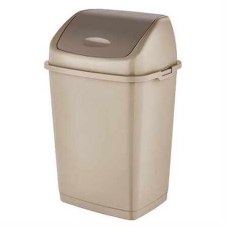 Dunya Vuilnisemmer 5L beige – kleine kunststof vuilnisbak met klepdeksel