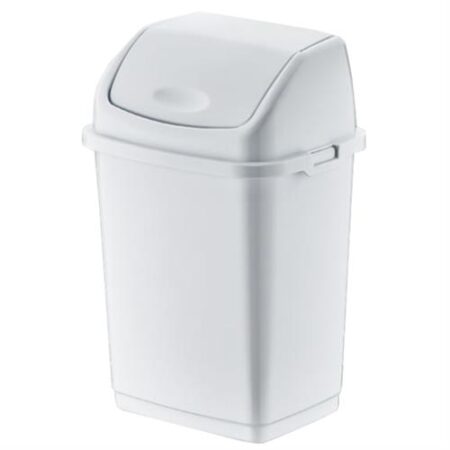 Dunya Vuilnisemmer 10L wit – compacte kunststof vuilnisbak met klepdeksel