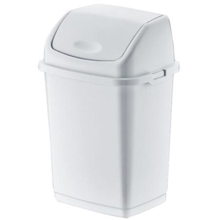 Dunya Vuilnisemmer 35L wit – plastic vuilnisbak met klepdeksel