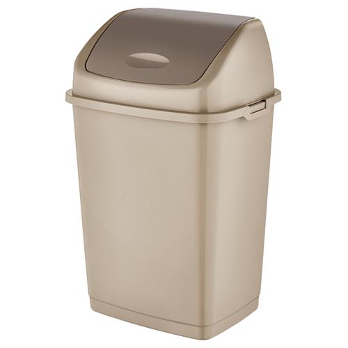 Dunya Vuilnisemmer 35L beige – kunststof vuilnisbak met klepdeksel