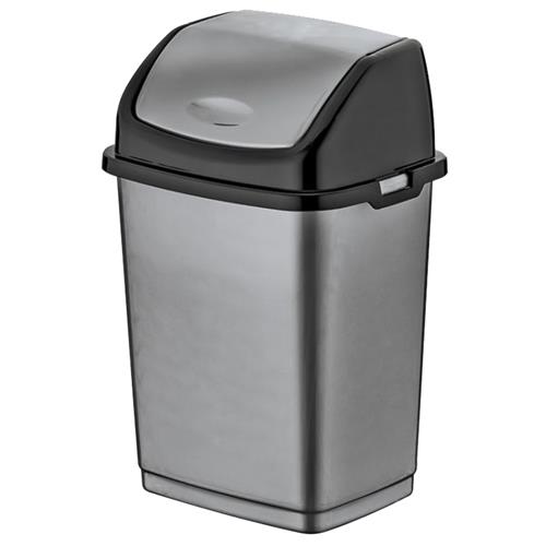 Dunya Vuilnisemmer 35L grijs – kunststof vuilnisbak met klepdeksel