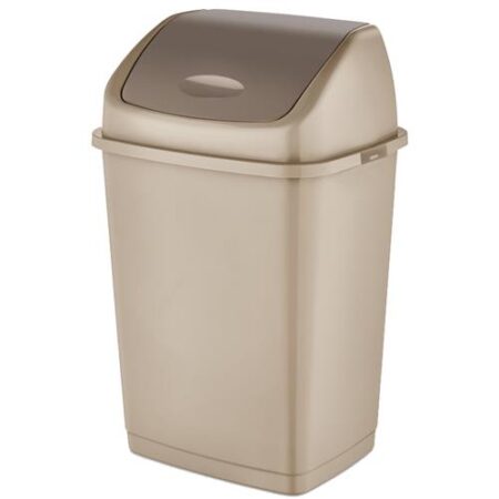 dunya vuilnisemmer 50l beige grote vuilnisbak met klepdeksel kunststof