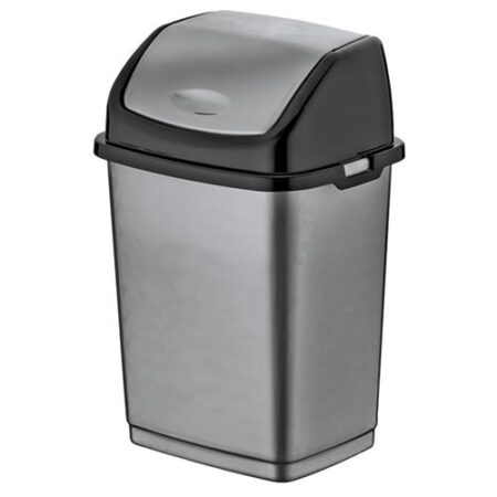 dunya vuilnisemmer 50l antraciet grote vuilnisbak met klepdeksel kunststof
