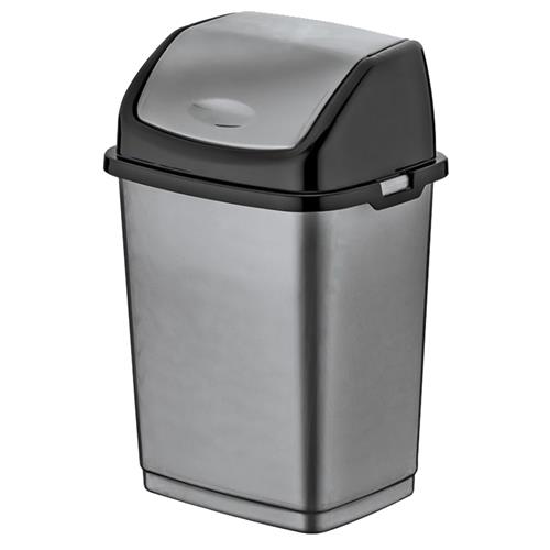 dunya vuilnisemmer 50l antraciet grote vuilnisbak met klepdeksel kunststof