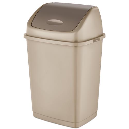 dunya vuilnisemmer 50l beige grote vuilnisbak met klepdeksel kunststof