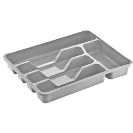 Dunya bestekbak grijs 33,5×26,5×4,5 cm – kunststof besteklade met 5 vakken