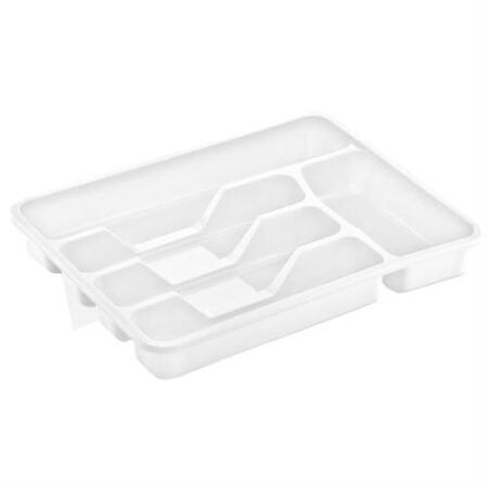 Dunya bestekbak wit 33,5×26,5×4,5 cm – kunststof besteklade met 5 vakken
