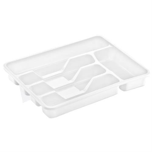 Dunya bestekbak wit 33,5×26,5×4,5 cm – kunststof besteklade met 5 vakken