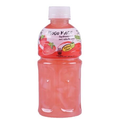 Mogu Mogu Fruitdrink Aardbeien Smaak 320ml - PET Flesje - Met Nata de Coco