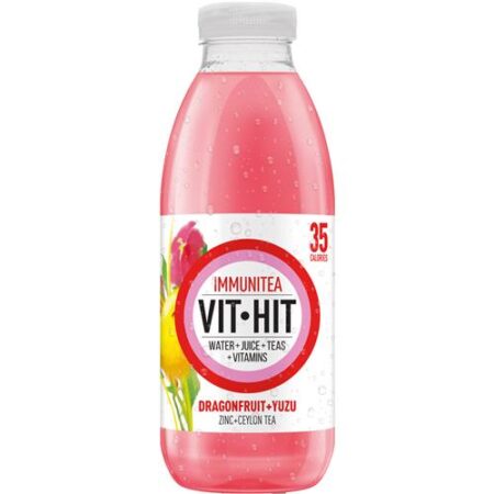 Vit-Hit Immunitea 500ml - PET Fles - Sportdrank - Dragonfruit & Yuzu-Smaak