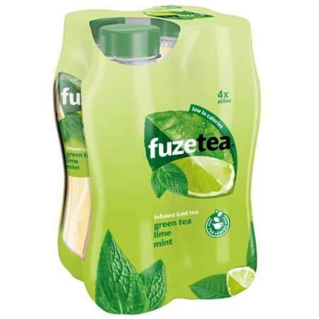 Fuze Tea Lime Mint Green Tea – 4 x 40cl – PET Flesjes – Limoen & Munt – 4-Pack