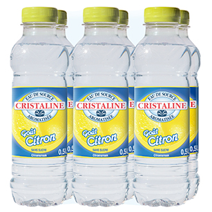 Cristaline Bronwater Citroensmaak– 6 x 50cl – PET Flesjes – Plat Water Met Natuurlijk Aroma – 6-Pack