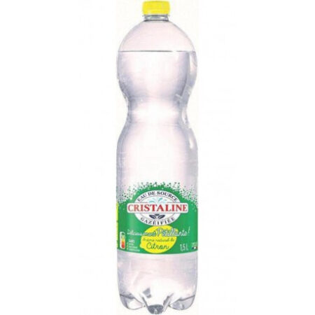 Cristaline Bruisend Bronwater Met Citroensmaak 1,5L - PET Fles - Spuitwater Met Natuurlijk Aroma
