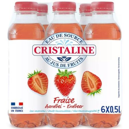 Cristaline Bronwater Aardbeismaak – 6 x 50cl – PET Flesjes – Plat Water Met Natuurlijk Aroma - 6-Pack