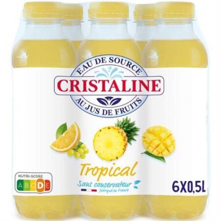 Cristaline Bronwater Tropical – 6 x 50cl – PET Flesjes – Plat Water Met Natuurlijk Aroma – 6-Pack
