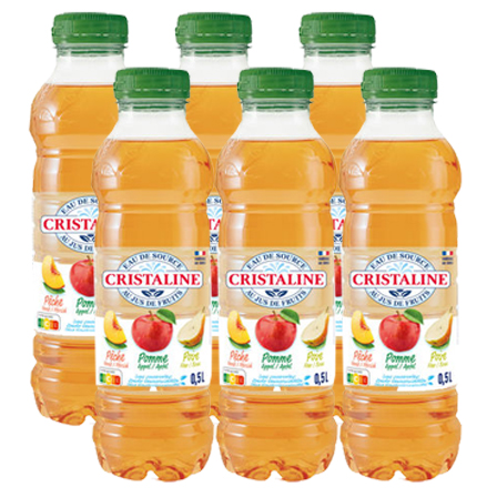Cristaline Bronwater Perzik Appel Peer 6 x 0,5L – Verfrissend Gearomatiseerd Water