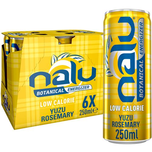 Nalu Botanical Energizer Yuzu & Rosemary 6 x 250ml – Energiedrank – Sleek Blikjes – Low Calorie